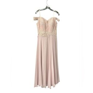 Elegant Pink Off-Shoulder floral top wedding guest Dress